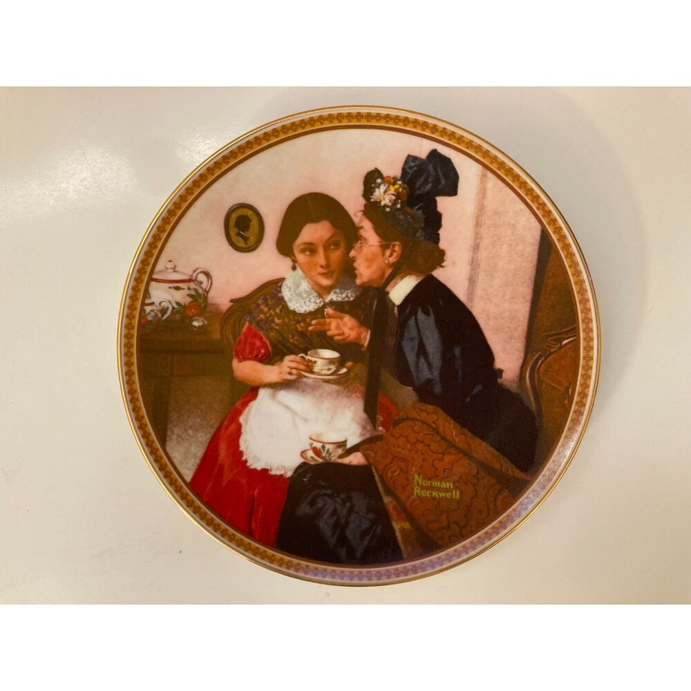 Norman Rockwell Collectable Plate "Gossiping In The Alcove"